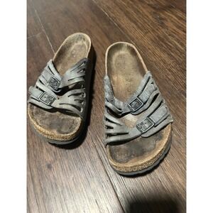 Birkenstock Arizona Birkobuc Sandals Gray Double Buckle Comfort Slides Womens 39